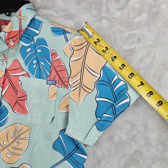 RSVLTS Disney Moana Of Motunui Kunuflex Button Shirt Hawaiian Leaf Blue Youth XL - Picture 6 of 9